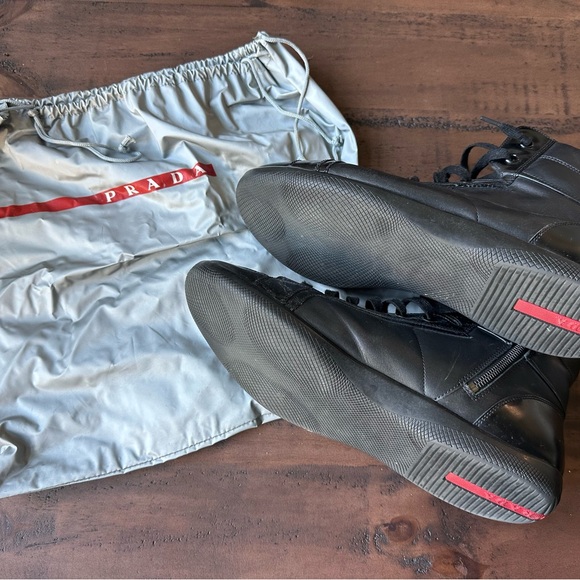 Prada Black High-Top Men's Leather Shoes - Picture 5 of 5